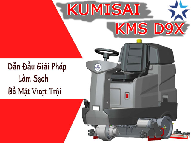 Xe quét rác ngồi lái Kumisai KMS D9X có tích hợp chà sàn.